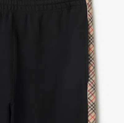 Burberry Black Jogging Trousers With Check Motif Detail