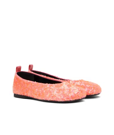 Jw Anderson Pink All-over Sequin Ballerina Flats