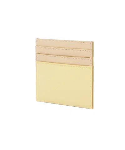 Fendi Yellow And Beige Leather Flat Card Holder