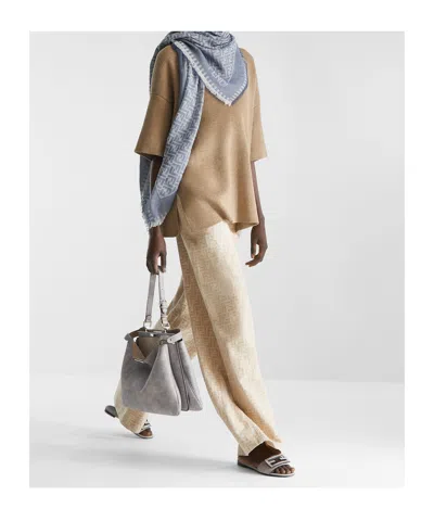 Fendi Gray Leather Bag With A Faded Denim Effect.