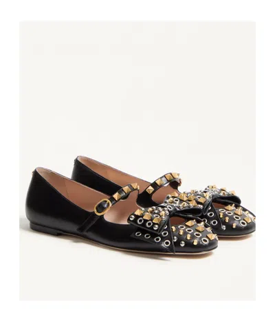 Valentino Garavani Leather Ballerinas With Stud Detailing In Multi