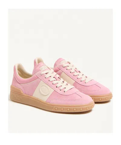 Valentino Round Toe Suede Sneakers With Stud Detail