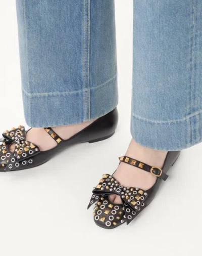 Valentino Garavani Leather Ballerinas With Stud Detailing In Multi