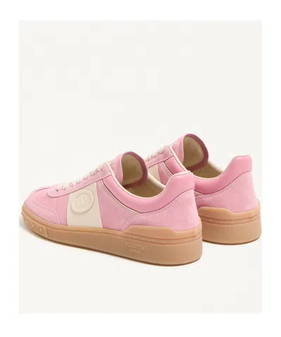 Valentino Round Toe Suede Sneakers With Stud Detail