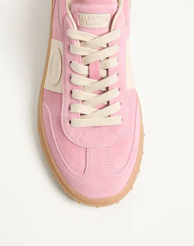 Valentino Round Toe Suede Sneakers With Stud Detail