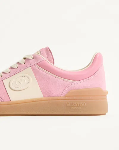 Valentino Round Toe Suede Sneakers With Stud Detail