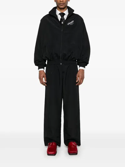 Willy Chavarria Mens Black Ruff Rider Embroidered Track Jogging Bottoms Xl