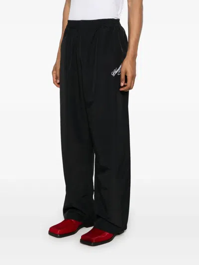 Willy Chavarria Mens Black Ruff Rider Embroidered Track Jogging Bottoms Xl