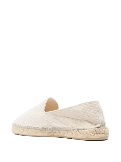 Manebi Yucatan Embroidered Jute Round Toe Espadrilles In White