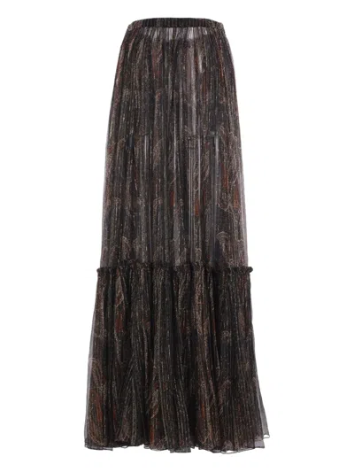 Saint Laurent Paisley Sheer Ruffled Maxi Skirt