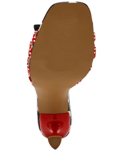 Betsey Johnson Clovr Red And White Multi Lady Bug High Heel Slide Sandals In Red