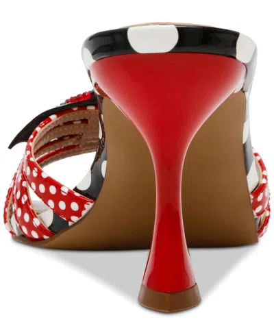Betsey Johnson Clovr Red And White Multi Lady Bug High Heel Slide Sandals In Red