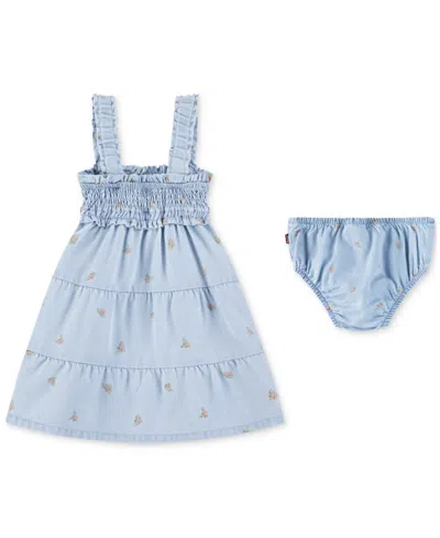 Levi's Baby Girls Babydoll Smocked Floral-print Dress