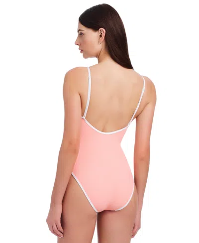 Sanctuary Women's Key Item Stay Connected Tie-front Swimsuit In Pink