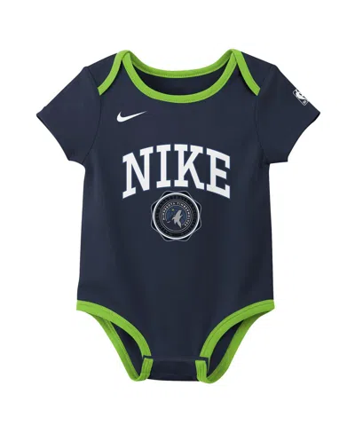 Nike Newborn Navy/black Minnesota Timberwolves Just Do It Bodysuit Set 2-pack