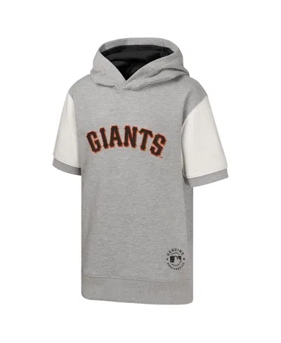 Outerstuff Big Boys And Girls Heather Gray San Francisco Giants Line Up Short Sleeve Pullover Hoodie