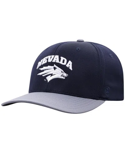Top Of The World Men's True Navy/ash Nevada Wolf Pack Reflex Fitted Hat