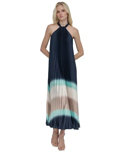 Dkny Women's Halter Sunray-pleated Ombre Dress