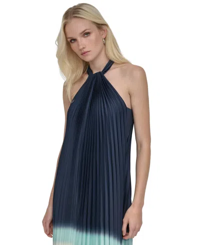 Dkny Women's Halter Sunray-pleated Ombre Dress