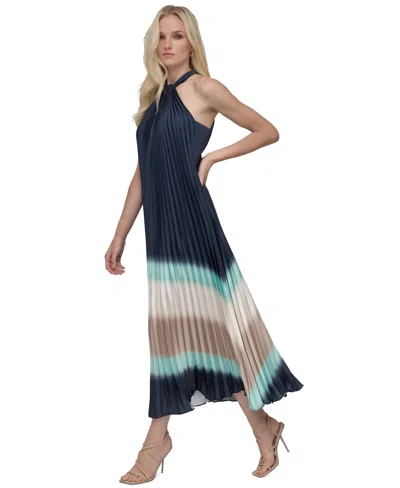 Dkny Women's Halter Sunray-pleated Ombre Dress