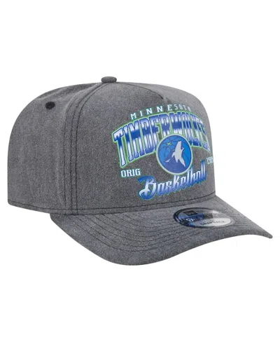 New Era Men's Charcoal Minnesota Timberwolves Throwback Washed Pre-curved 9fifty Snapback Hat