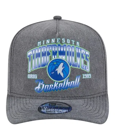 New Era Men's Charcoal Minnesota Timberwolves Throwback Washed Pre-curved 9fifty Snapback Hat
