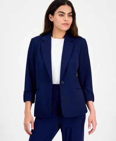 Ak Anne Klein Petite Cool Crepe Single Button Jacket