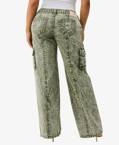 True Religion Natalie Low Rise Relaxed Fit Cargo Jeans In Green