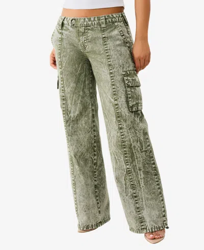True Religion Natalie Low Rise Relaxed Fit Cargo Jeans In Green