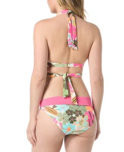 Coco Reef Womens Printed Bra Sized Wrap Halter Bikini Top Printed High Waist Rollover Bottoms