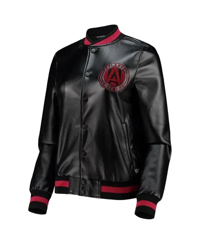 The Wild Collective Women's Black Atlanta United Fc Full-snap Bomber Jacket In Black