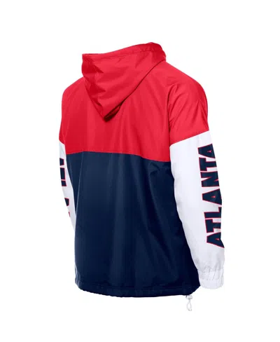 New Era Men's Navy/red Atlanta Braves Color Block Full-zip Hoodie Windbreaker Jacket In Purple