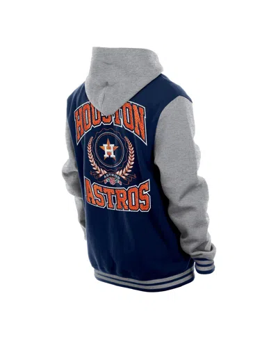 New Era Men's Navy Houston Astros Throwback Prep Full-snap Hoodie Jacket In Blue
