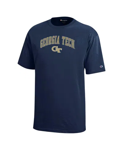Champion Big Boys And Girls Navy Georgia Tech Yellow Jackets Arch Over Logo T-shirt