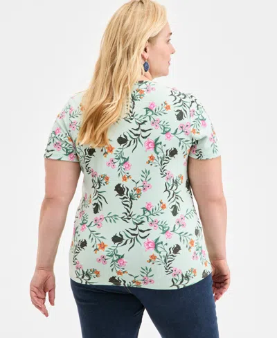 Style & Co Plus Size Printed Flutter-sleeve Top, Exclusively At Macy's