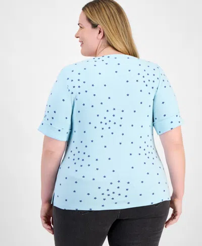 Style & Co Plus Size Striped Elbow-sleeve Knit Top, Exclusively At Macy's