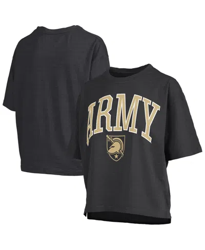 Pressbox Black Army Black Knights Nelson Arch Over Logo Waist Length Oversized Slub T-shirt In Black