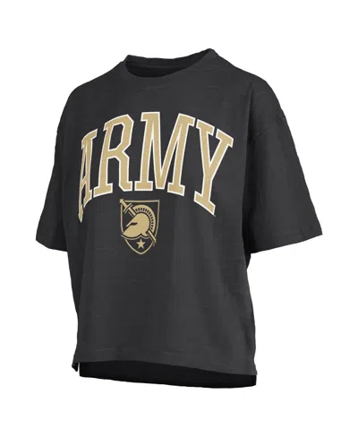 Pressbox Black Army Black Knights Nelson Arch Over Logo Waist Length Oversized Slub T-shirt In Black