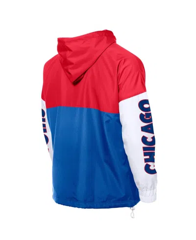 New Era Men's Royal/red Chicago Cubs Color Block Full-zip Hoodie Windbreaker Jacket
