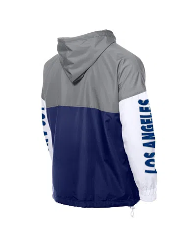 New Era Men's Royal/gray Los Angeles Dodgers Color Block Full-zip Hoodie Windbreaker Jacket In Multi