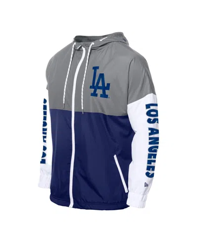 New Era Men's Royal/gray Los Angeles Dodgers Color Block Full-zip Hoodie Windbreaker Jacket In Multi