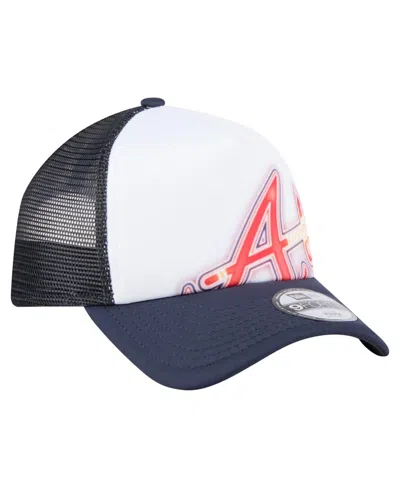 New Era Toddler White/navy Atlanta Braves Painted A-frame 9forty Trucker Adjustable Hat