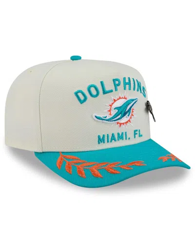 New Era Men's Cream/aqua Miami Dolphins 2025 Nfl Draft A-frame 59fifty Fitted Hat