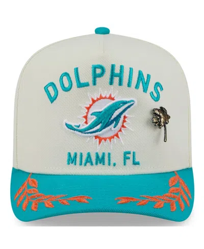 New Era Men's Cream/aqua Miami Dolphins 2025 Nfl Draft A-frame 59fifty Fitted Hat