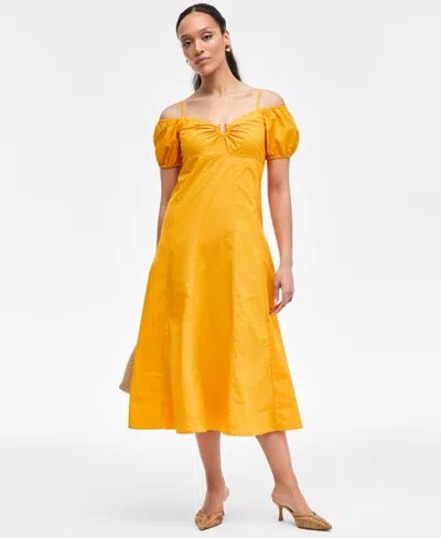Inc International Concepts Women's Cotton Cold-shoulder Midi Dress, Exclusively At Macy's