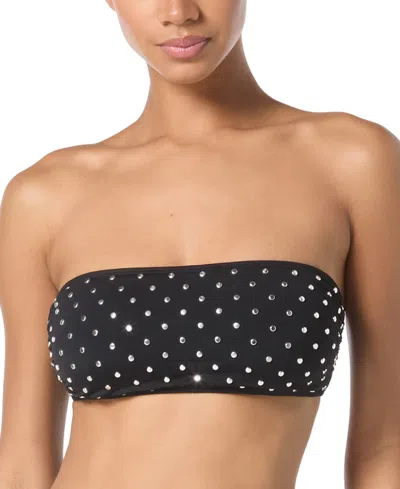 Michael Kors Michael  Women's Studded Bandeau Bikini Top In Black