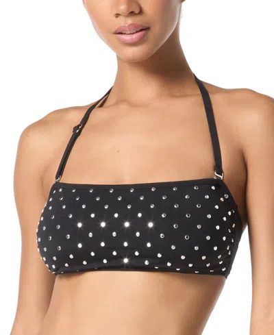 Michael Kors Michael  Women's Studded Bandeau Bikini Top In Black