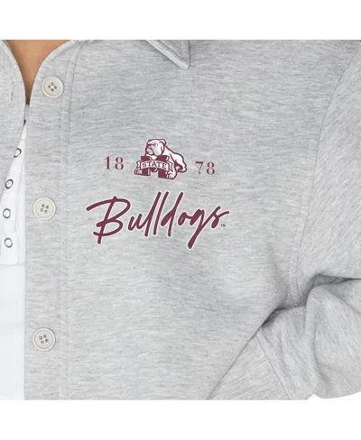 Gameday Couture Women's Ash Mississippi State Bulldogs Foundation Full-button Long Sleeve Overshirt