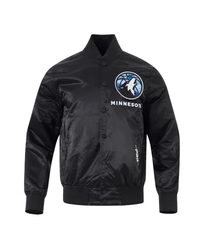 Pro Standard Men's Black Minnesota Timberwolves 2024/25 City Edition Chenille Satin Full-snap Jacket In Black