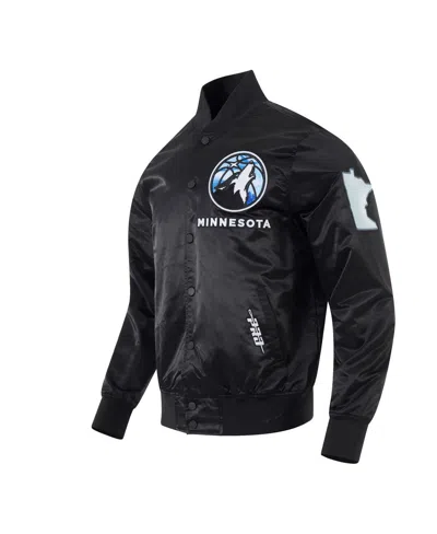 Pro Standard Men's Black Minnesota Timberwolves 2024/25 City Edition Chenille Satin Full-snap Jacket In Black